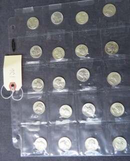 126. Lot 20 Washington silver quarters, all 1964