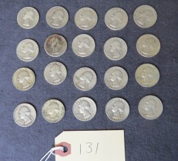 131. Lot 20 Washington silver quarters