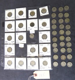 145. Lot 50 Buffalo nickels, mixed dates
