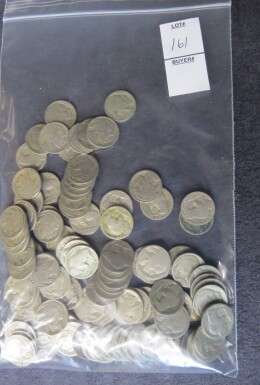 161. Lot 109 Buffalo nickels, worn or non-legible dates