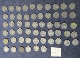 167. Lot 56 Buffalo nickels, mixed 1960’s