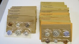 216. U. S. Treasury mint sets, five 1955 and ten 1956in original envelopes