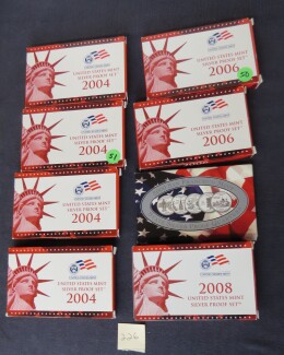 226. U. S. Mint silver proof sets, four 2004, two 2006, one 2008 and one 2000 set