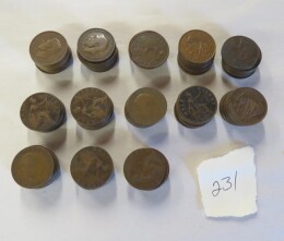 231. Lot 130 English half pennies, 1862-1949