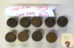 233. Lot 90 English large cents, 1862-1922