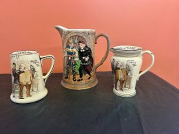 51. Two (2) Royal Doulton Shakespeare Mug And Pitcher Plus Beswick Pitcher